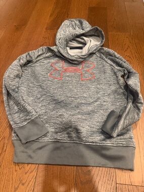 Under Armour Men’s Gray Crewneck Hoodie with Coral Logo